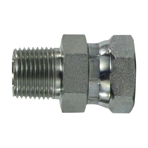 Straight Swivel Adapter, 1-in Male NPTF x 3/4-in Female NPSM Swivel, Steel