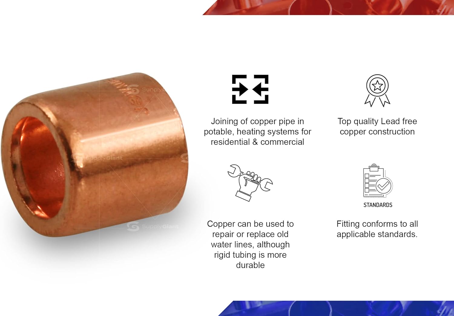 3/8 to 1/4" Flushing Bushing with FTG to Sweat Connection Ends - Fittings N' Valves