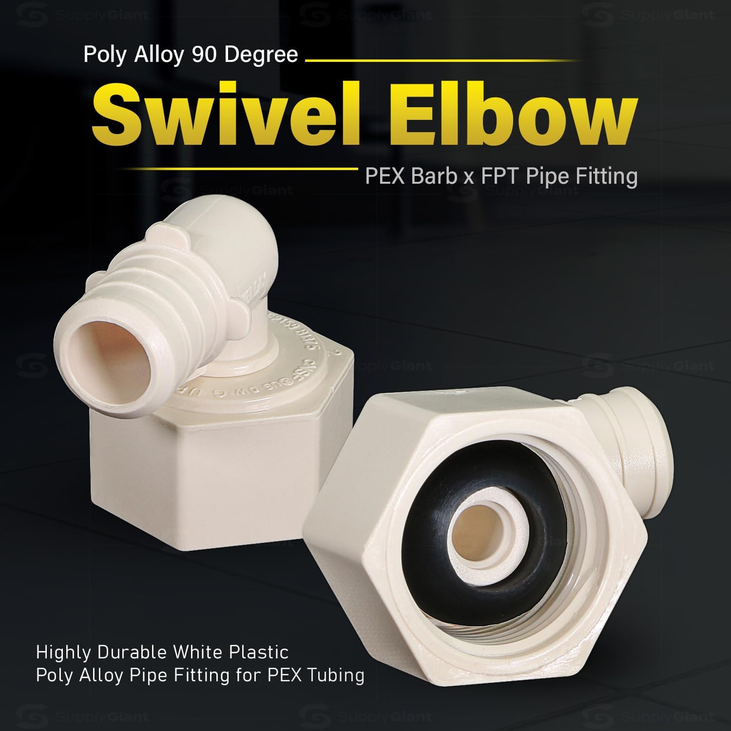 1/2" PolyAlloy PEX x 1/2" FPT Swivel Elbow - White