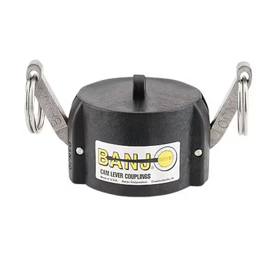 3" Female Coupler x 3" FNPT Banjo® Black Fiberglass-Reinforced Polypropylene Quick Disconnect Dust Cap - Fittings N' Valves