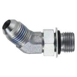 45-deg Elbow, 1/4 in Male JIC x 1/4 in Male Adjustable ORB, Steel - Fittings N' Valves