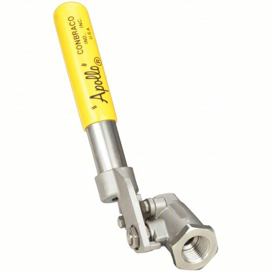 APOLLO Ball Valve: 1/4 in Pipe, Std, 2,000 psi CWP, -50° to 500°F, Spring Return Handle, Female NPT - Fittings N' Valves