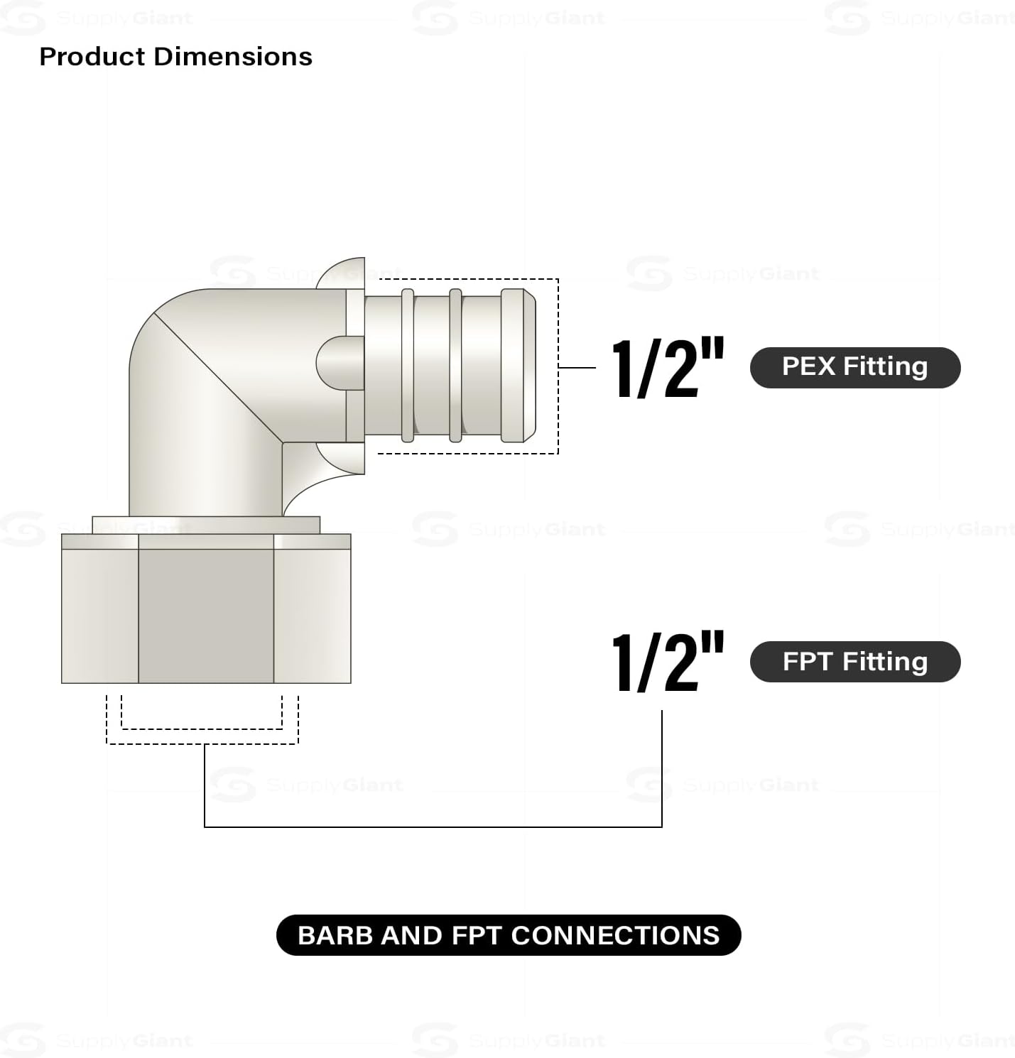 1/2" PolyAlloy PEX x 1/2" FPT Swivel Elbow - White