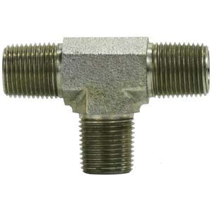 Pipe Tee, 1-in Male NPTF x 1-in Male NPTF x 1-in Male NPTF, Steel