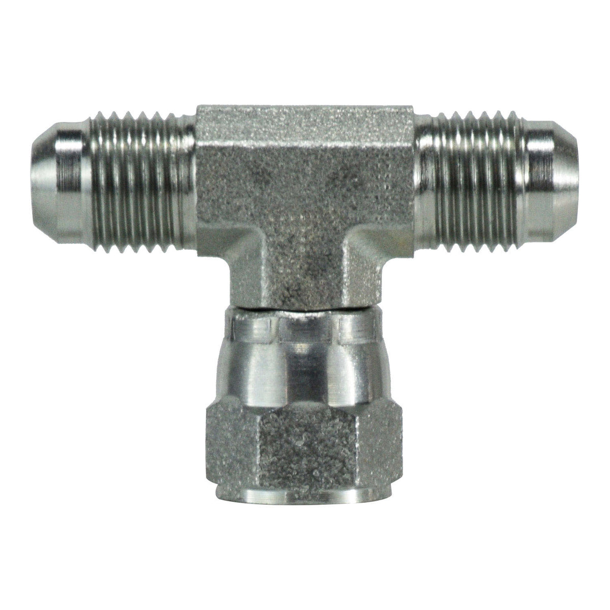 Swivel Branch Tee, 1-1/4-in Male JIC x 1-1/4-in Male JIC x 1-1/4-in Female JIC Swivel, Steel