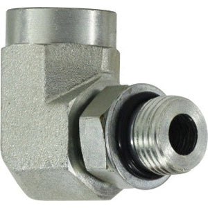 90-deg Elbow, 3/8-in Male Adjustable O-Ring Boss x 3/8-in Female O-Ring Boss, Steel