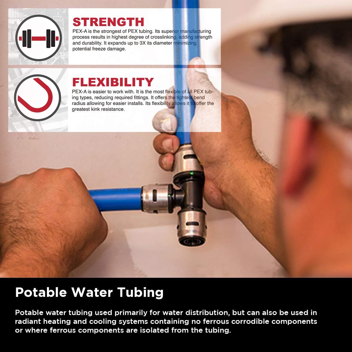 1/2" x 100' Pex-A Potable Water - 100' Coil - Blue - Fittings N' Valves