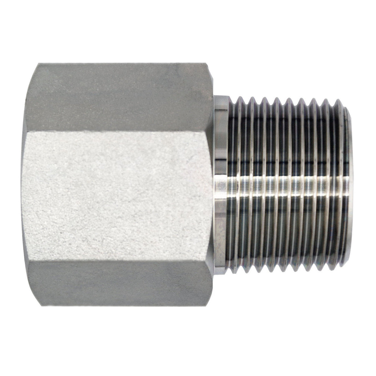 Straight Adapter, 1/2-in Female NPT x 1/2-in Male BSPT, Steel