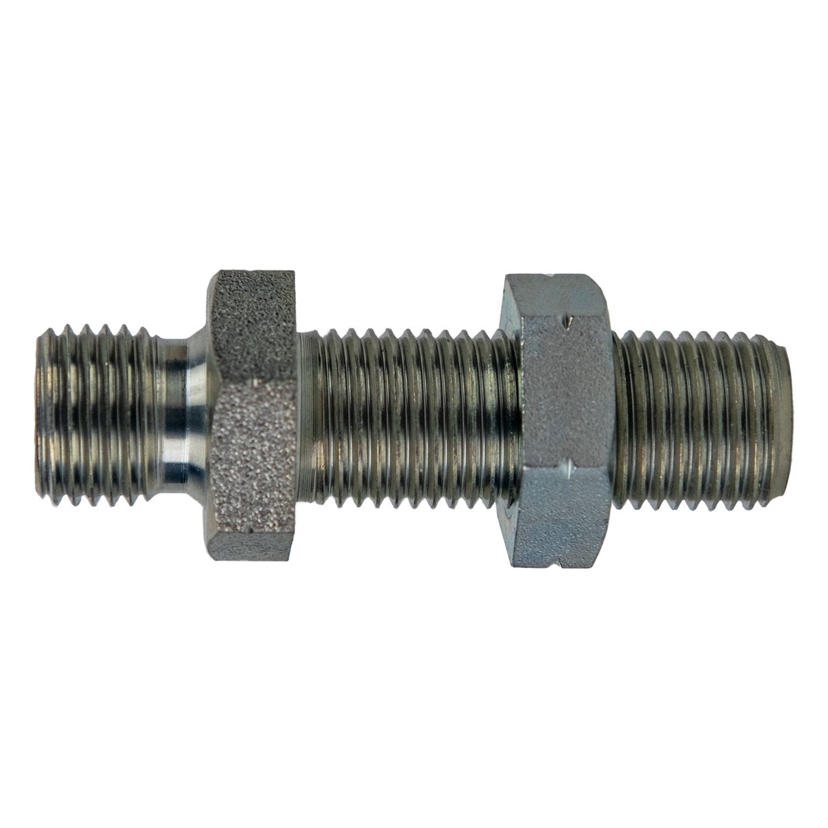 Bulkhead Union with Locknut, 1/4-in Male BSPP x 1/4-in Male BSPP, Steel