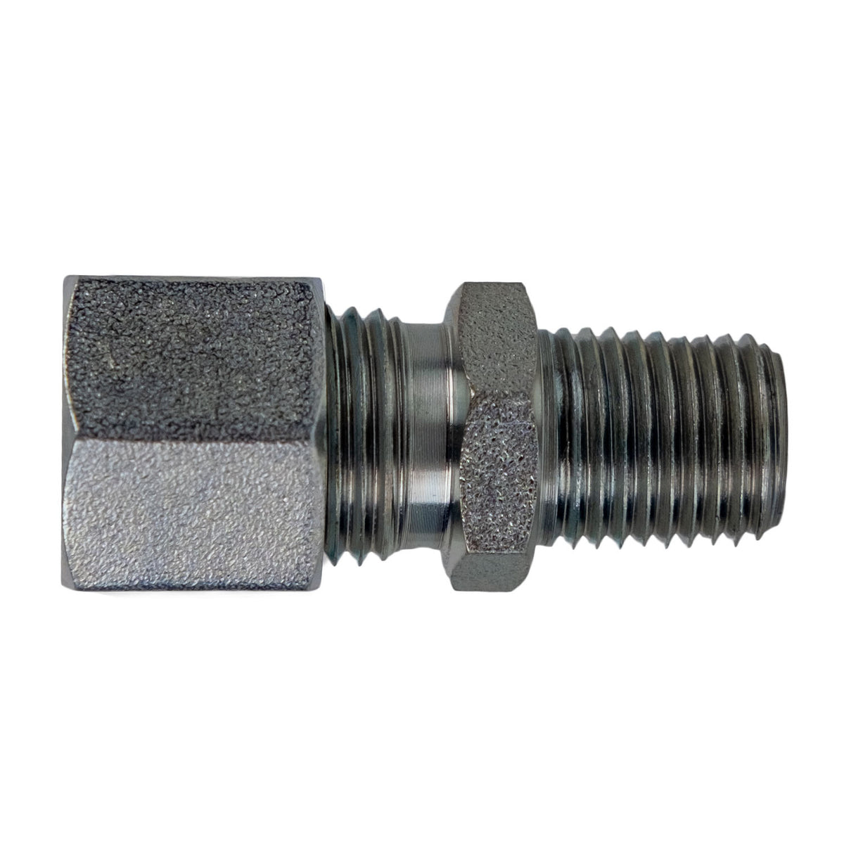 Male Pipe Adapter, S06 Metric Bite Type x 1/4-in Male NPTF, Steel, Trivalent Chromium Zinc-Plated