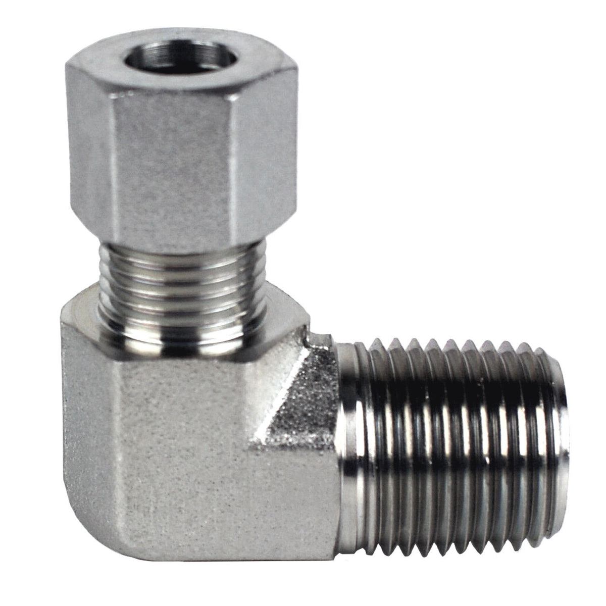 90-deg Male Elbow, S14 Metric Bite Type x 1/2-in Male NPTF, Steel