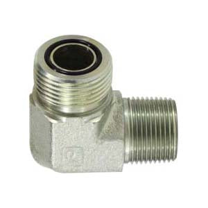 90 deg Elbow, 13/16 in Female ORFS x 3/8 in MPT, Steel