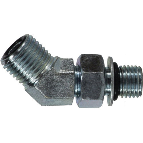 45-deg Elbow, 3/4-in Male O-Ring Face Seal x 3/4-in Male Adjustable O-Ring Boss, Steel