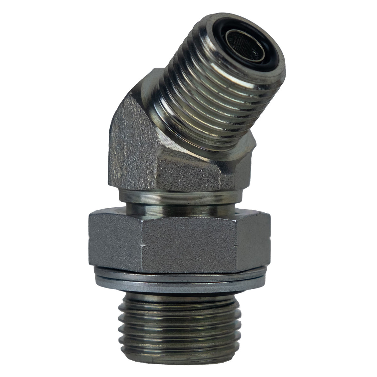 45-deg Elbow, 1/4-in Male O-Ring Face Seal x 1/4-in Male BSPP, Steel