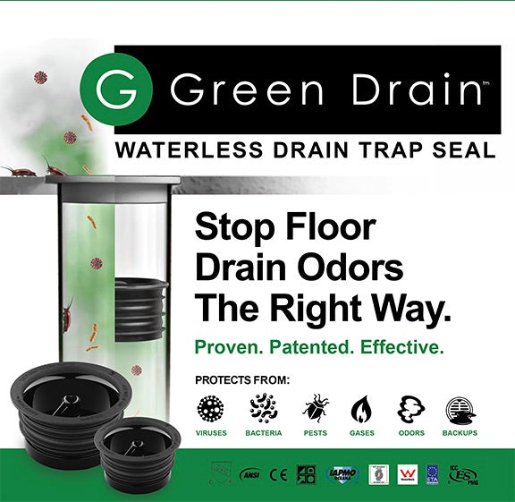 3" Waterless Drain Trap Seal - Green Drain