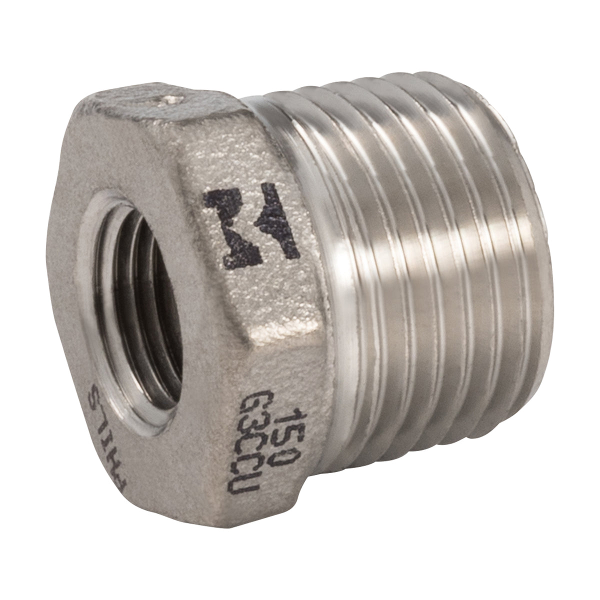 Stainless Steel 304 3/8-in MIP x 1/8-in FIP Hex Bushing - Fittings N' Valves