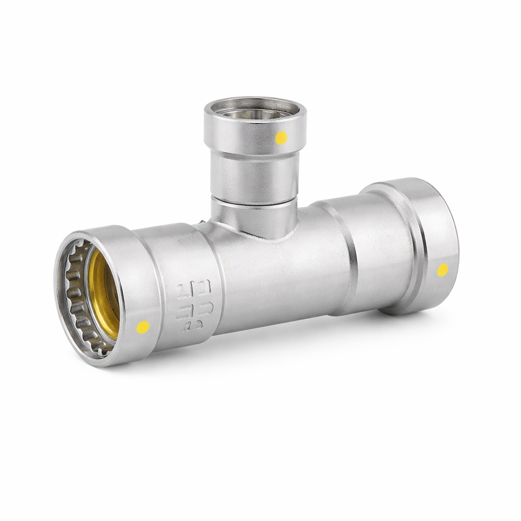 3/4" ArmorPress CS P x P x F TEE - GAS (HNBR) - Fittings N' Valves