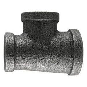 2" x 1-1/4" x 1-1/4" Black Iron Reducing Tee