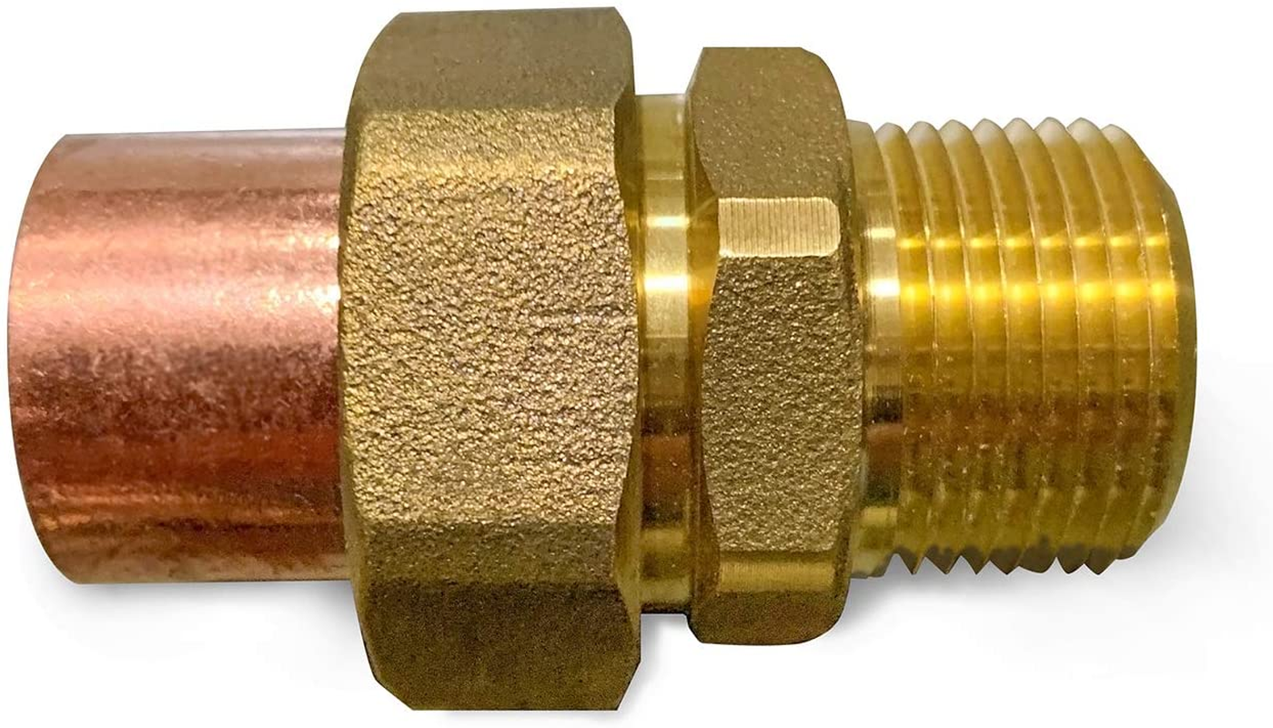 1" Lead Free Copper Union Fitting with Male x Female Threaded Connects - Fittings N' Valves