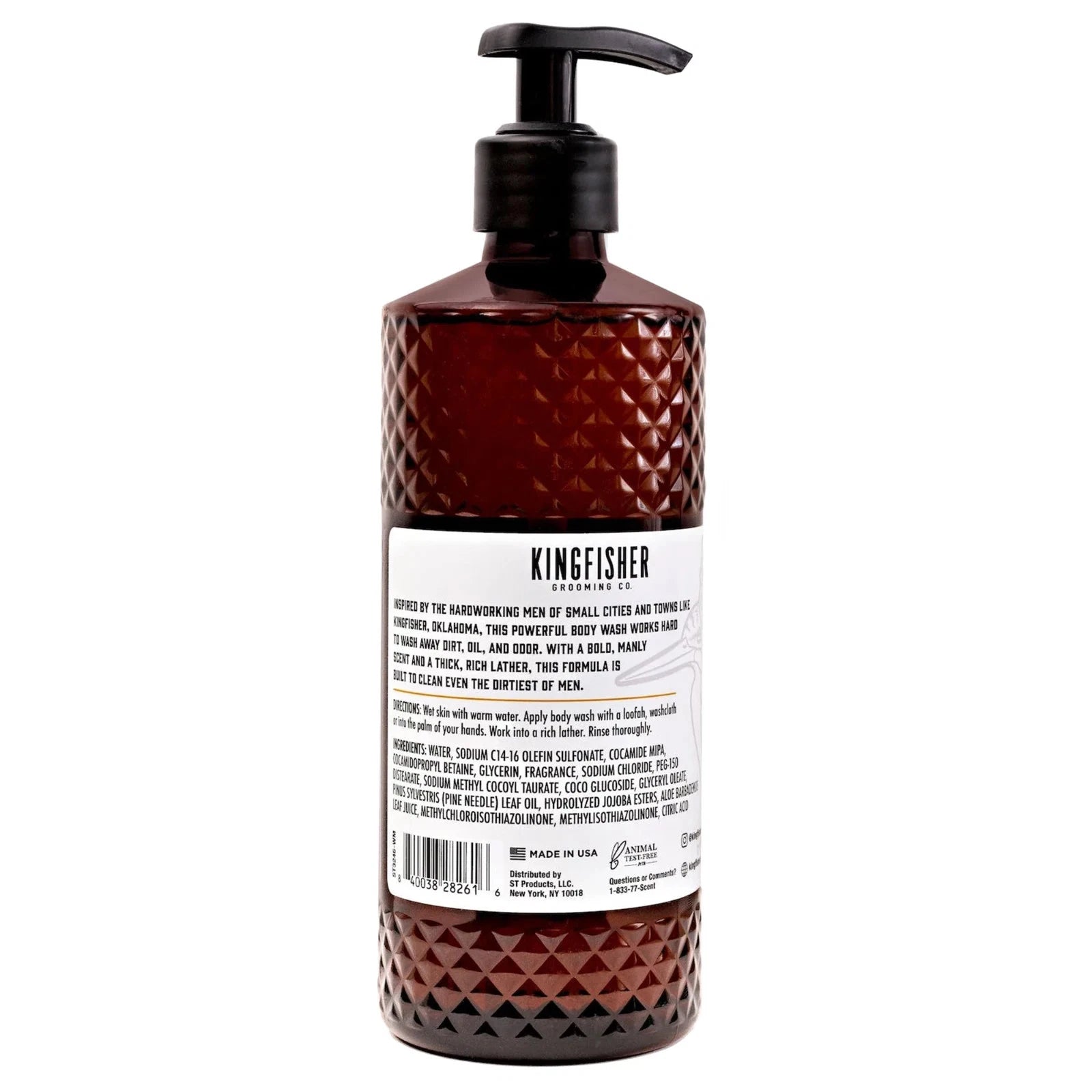 Kingfisher Co. Men's Body Wash, Smoky Mountain and Vanilla, 18 oz - Made in USA - Fittings N' Valves