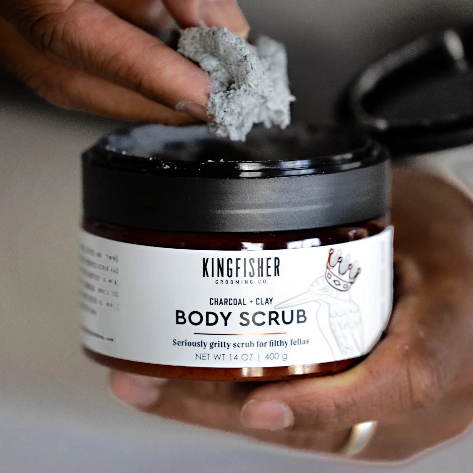 Kingfisher Co. Men's Body Scrub, Charcoal and Clay, 14 oz - Fittings N' Valves