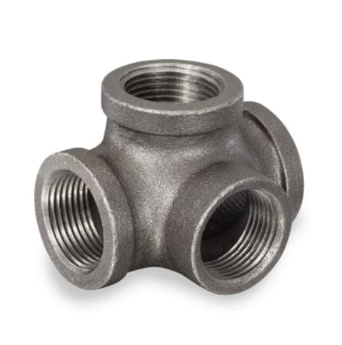 1-1/4" Black Pipe Side Outlet Tee (4 Way)