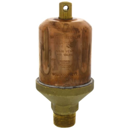 Hoffman Air Valve 401434 75, 1/2" x 3/4" Straight Steam Main Air Valve