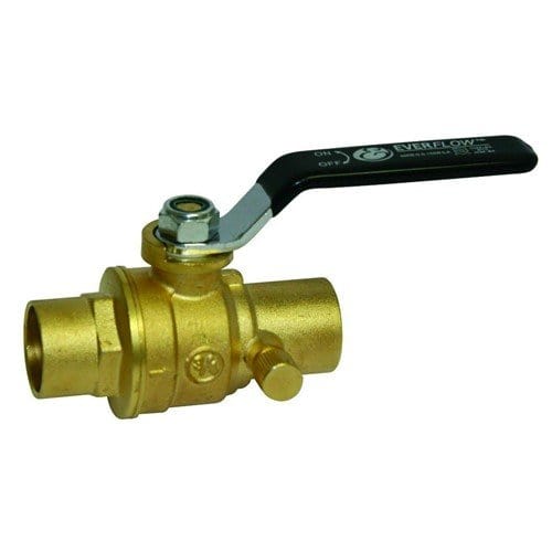 1/2" Sweat Full Port Ball Value W/ Bleeder Drain, Lead Free - Fittings N' Valves