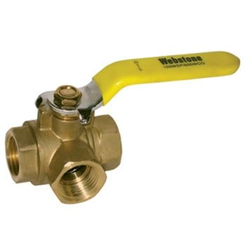 1/2" IPS Full Port Brass 3-Way L-Port Ball Valve - Fittings N' Valves