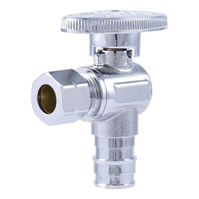 1/2" F1960 x 3/8" Compression Angle Stop - 1/4 Turn - Fittings N' Valves