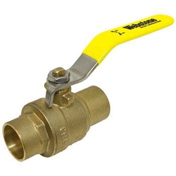 1-1/4" C x C Full Port Brass Ball Valve W/Stainless Steel Lever - Fittings N' Valves