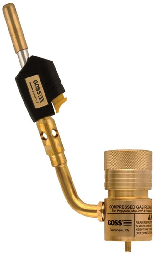 Goss Soldering brazing hand torch with hot turbine flame and Piezo lighter GHT-100L - Fittings N' Valves