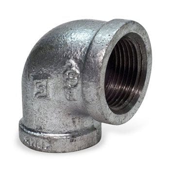 1-1/2" x 1-1/4" Galvanized Malleable Iron Pipe Fittings Reducing 90 Degree Elbow - Fittings N' Valves