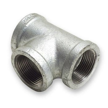 1-1/4" Galvanized Malleable Iron Straight Tee - Fittings N' Valves