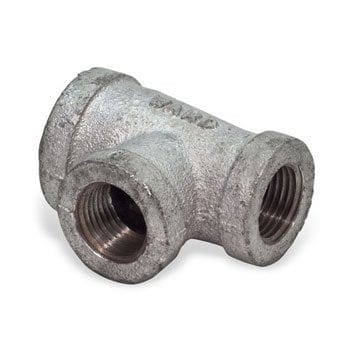 1-1/4" x 1-1/4" x 1" Galvanized Malleable Iron Reducing Tee - Fittings N' Valves