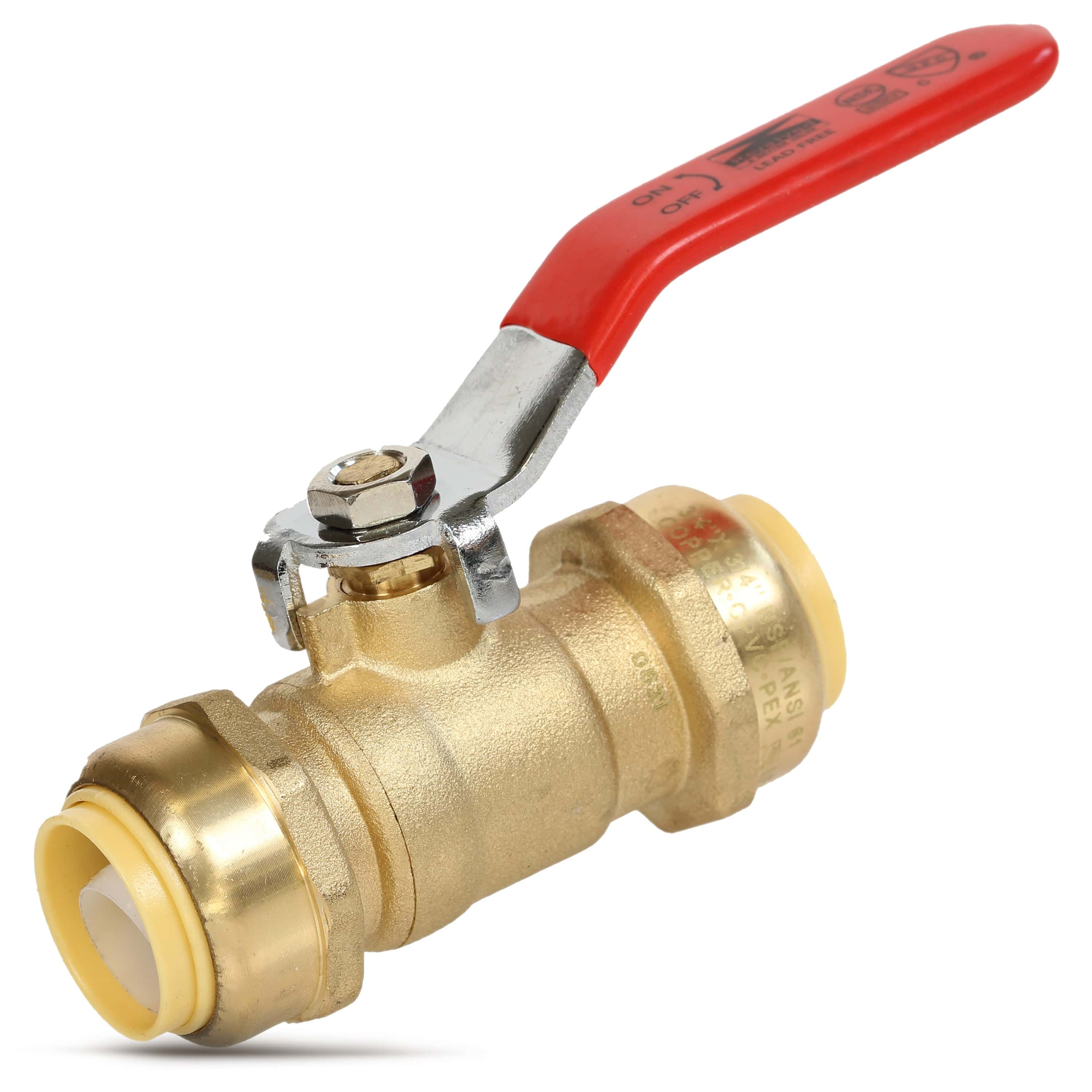 1/2" Push x Push Ball Valve - Push-Fit Water Shut Off (Lead-Free) - Fittings N' Valves