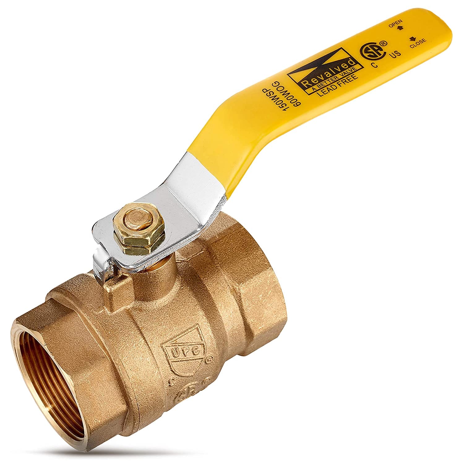 1/2" Brass Ball Valve 600 WOG Female Threaded NPT Full Port - Lead-Free