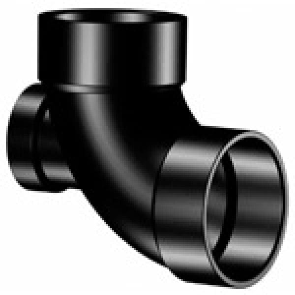 ABS 90-Degree Ell w/High Heel Inlet - Hub x Hub x Hub - 3" x 3" x 2" - Fittings N' Valves
