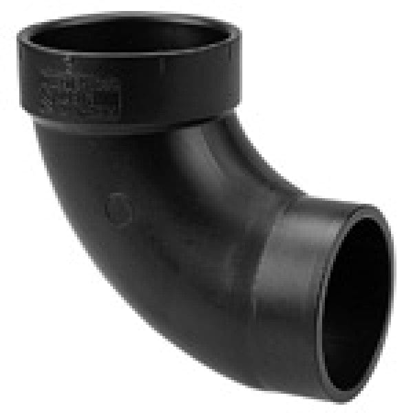 ABS 90-Degree Street Ell - Spigot x Hub - 6" - Fittings N' Valves