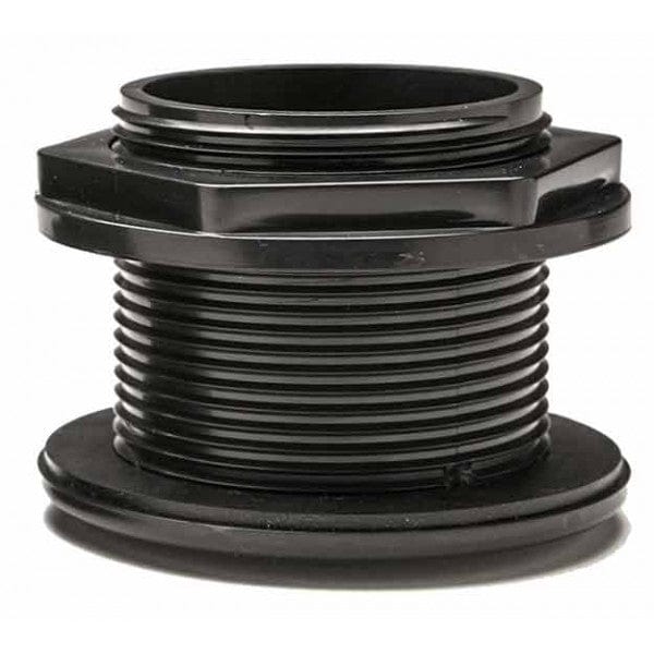 ABS Domestic Through-Wall Bulkhead - Black - FPT x FPT - 2" - Fittings N' Valves