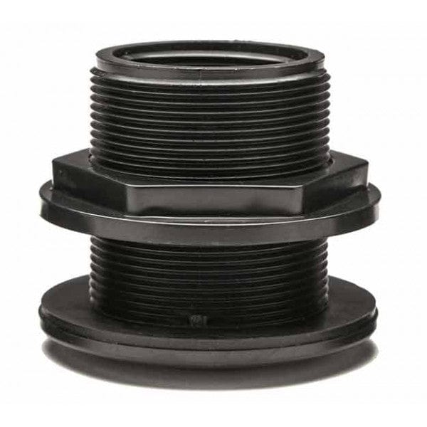 ABS Domestic Through-Wall Bulkhead - Black - FPT x Socket - 1-1/2" - Fittings N' Valves