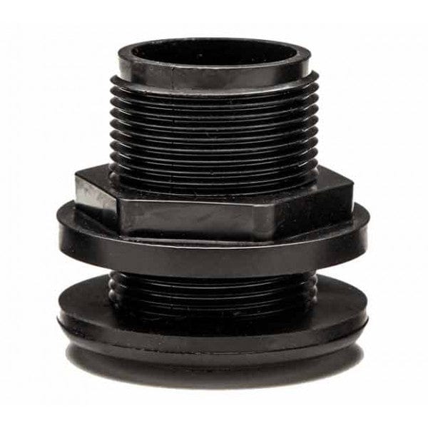 ABS Domestic Through-Wall Bulkhead - Black - Socket x Socket - 1" - Fittings N' Valves