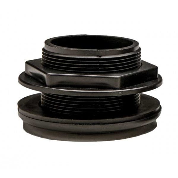 ABS Domestic Through-Wall Bulkhead - Short Body - Black - FPT x Socket - 1-1/2" - Fittings N' Valves