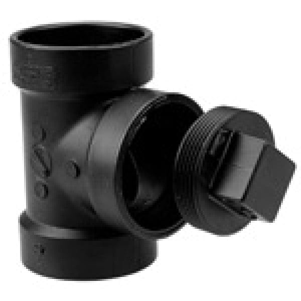 ABS Test Tee - Hub x Hub x Cleanout w/Plug - 1-1/2" - Fittings N' Valves