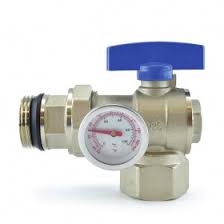 Angle Manifold Ball Valve w/ Gauge Blue - Fittings N' Valves