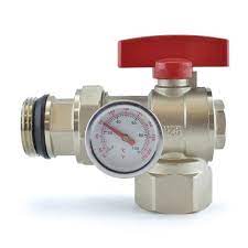 Angle Manifold Ball Valve w/ Gauge Red