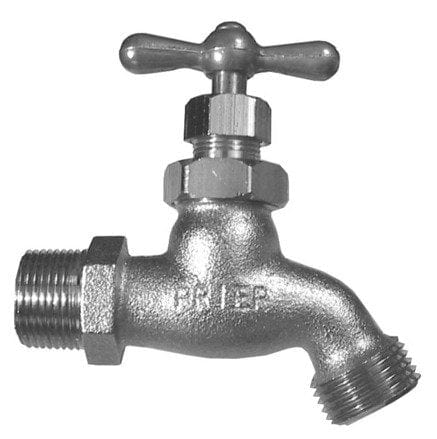 Prier Heavy Pattern Hose Bibb w/Stuffing Box, 1/2" MPT Inlet Satin Nickel Plated