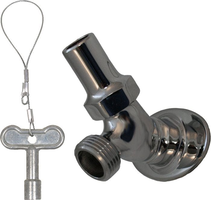 Loose Key Angle Sill Faucet, 3/4" FPT, Polished Chrome Plated - Fittings N' Valves