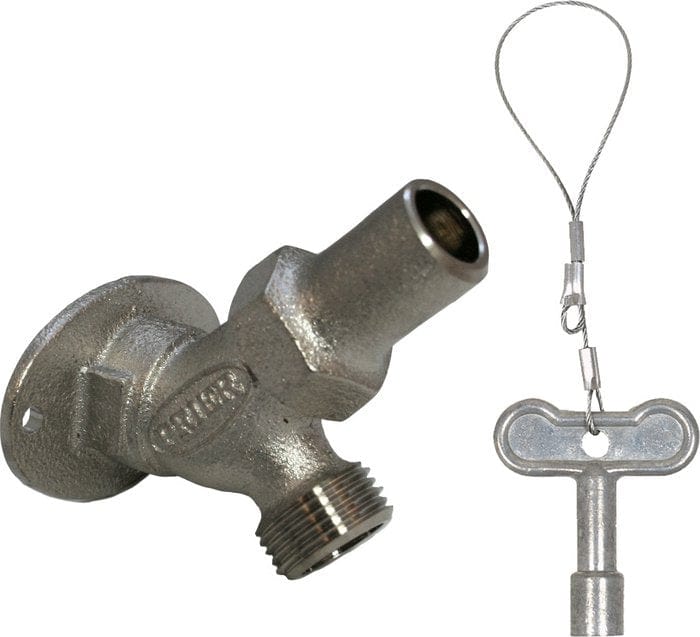 Prier Loose Key Angle Sill Faucet, 3/4" SWT, Satin Nickel Plated - Fittings N' Valves