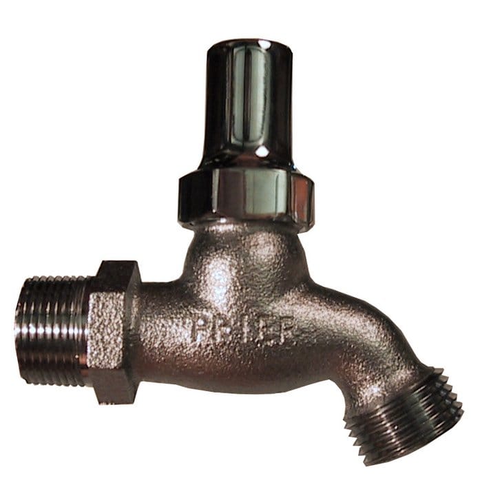 Prier Loose Key Heavy Pattern Hose Bibb, 1/2" MPT Inlet Satin Nickel Plated - Fittings N' Valves